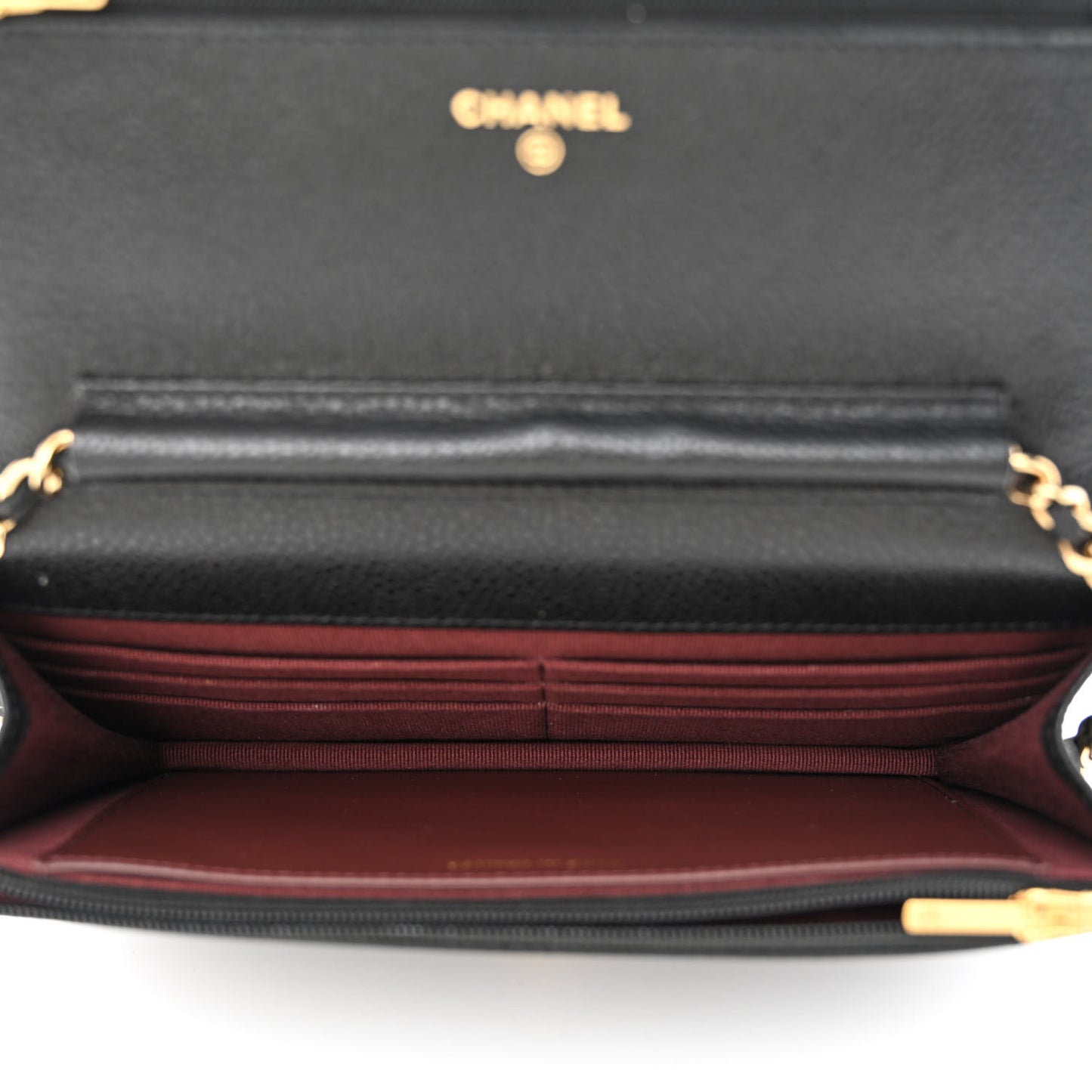 Caviar Quilted Wallet on Chain WOC Black