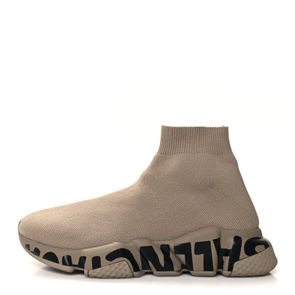 Balenciaga Neoprene Knit Womens Speed Graffiti Sneakers 37 Beige 1 of 8