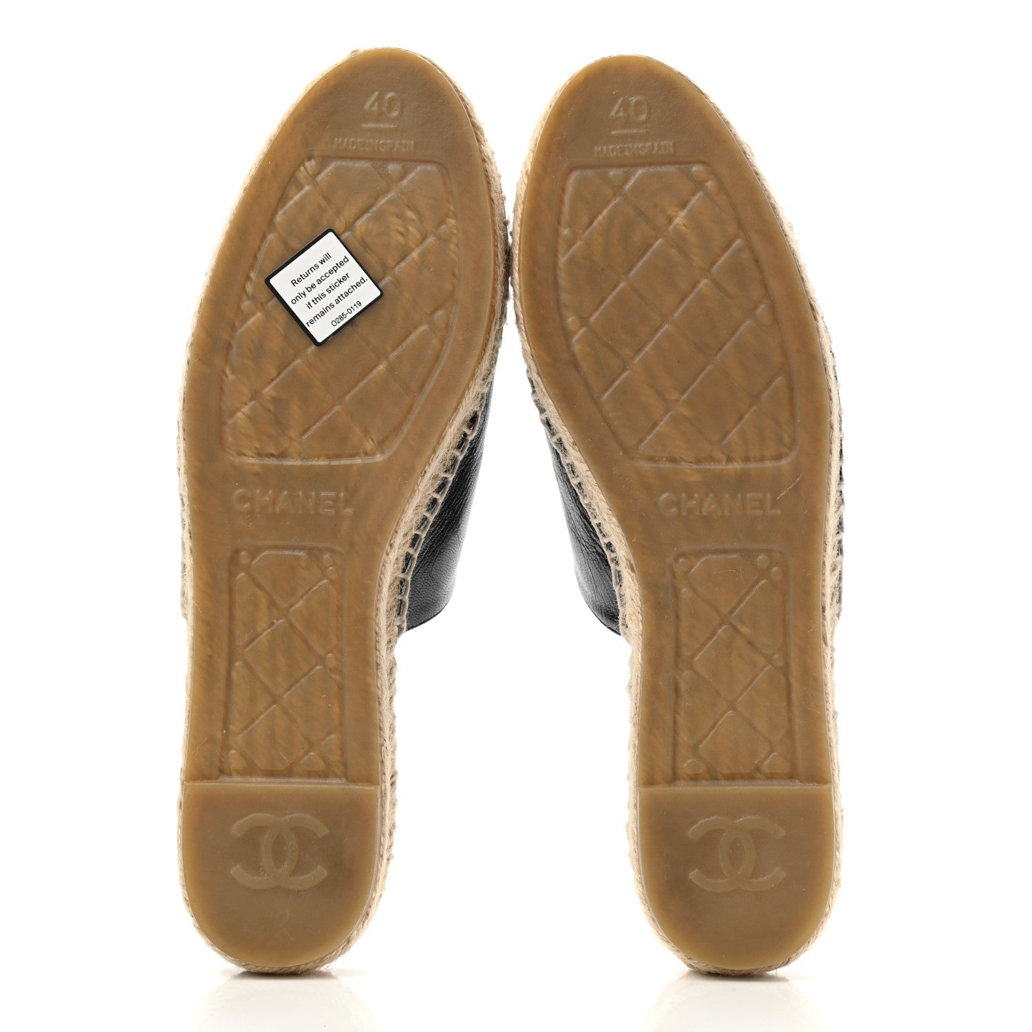 Chanel Iridescent Goatskin Patent CC Espadrille Mules 40 Black 5 of 9