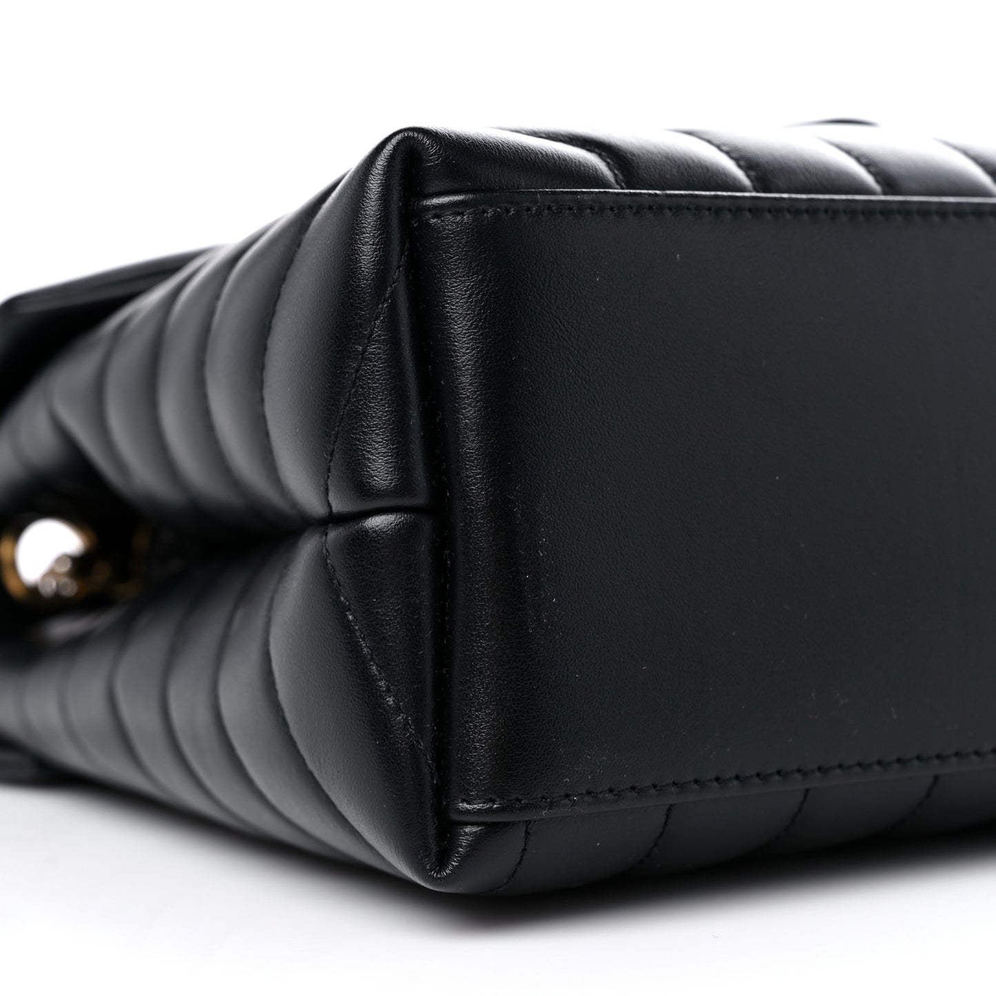 Calfskin Y Quilted Monogram Medium Loulou Chain Satchel Black