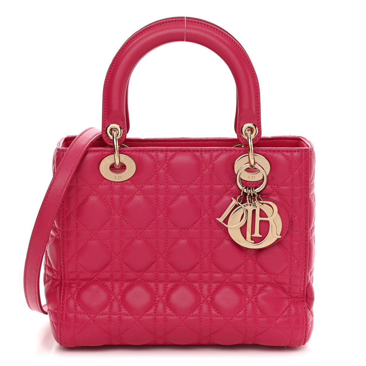 Lambskin Cannage Medium Lady Dior Fuchsia
