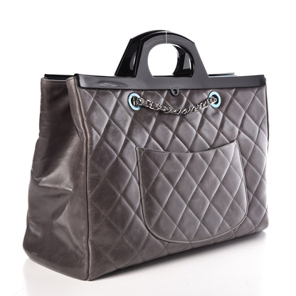 Chanel Glazed Calfskin Quilted Large CC Delivery Tote Grey 3 of 9