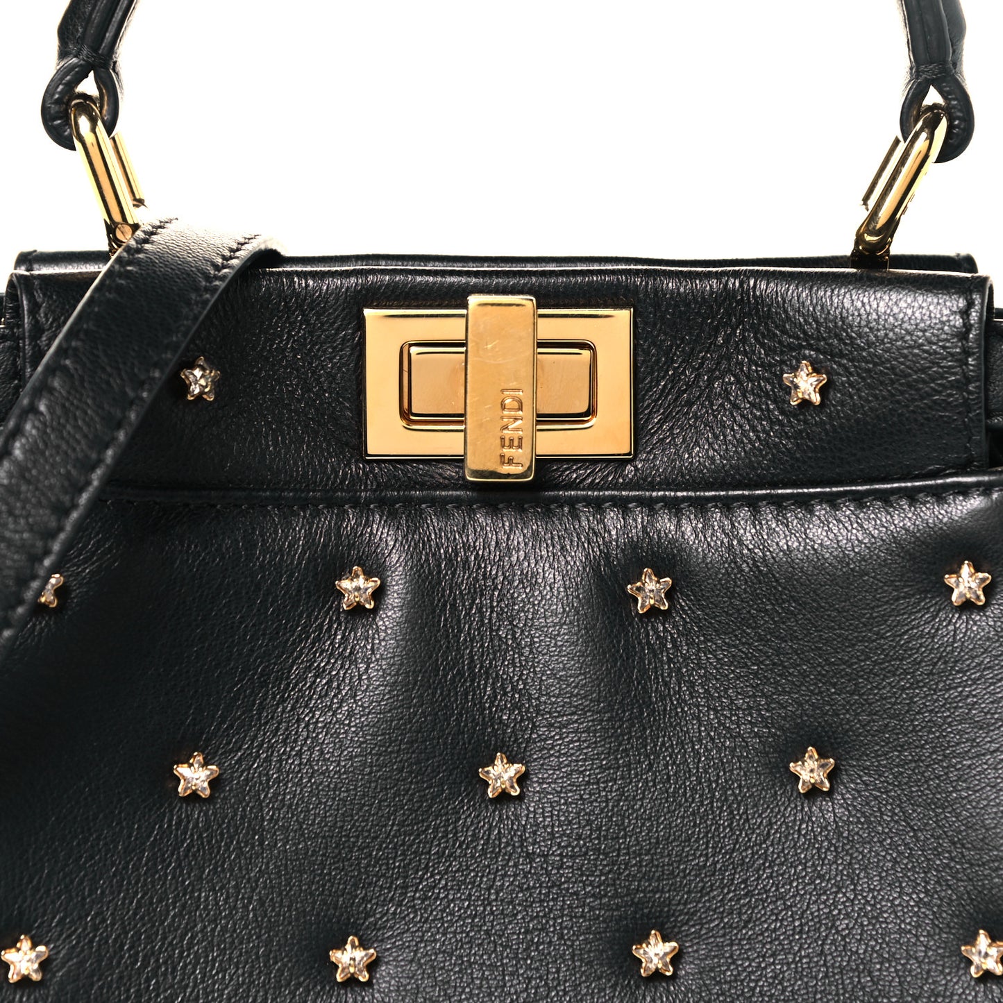 Nappa Crystal Studded XS Peekaboo Iconic Satchel Black