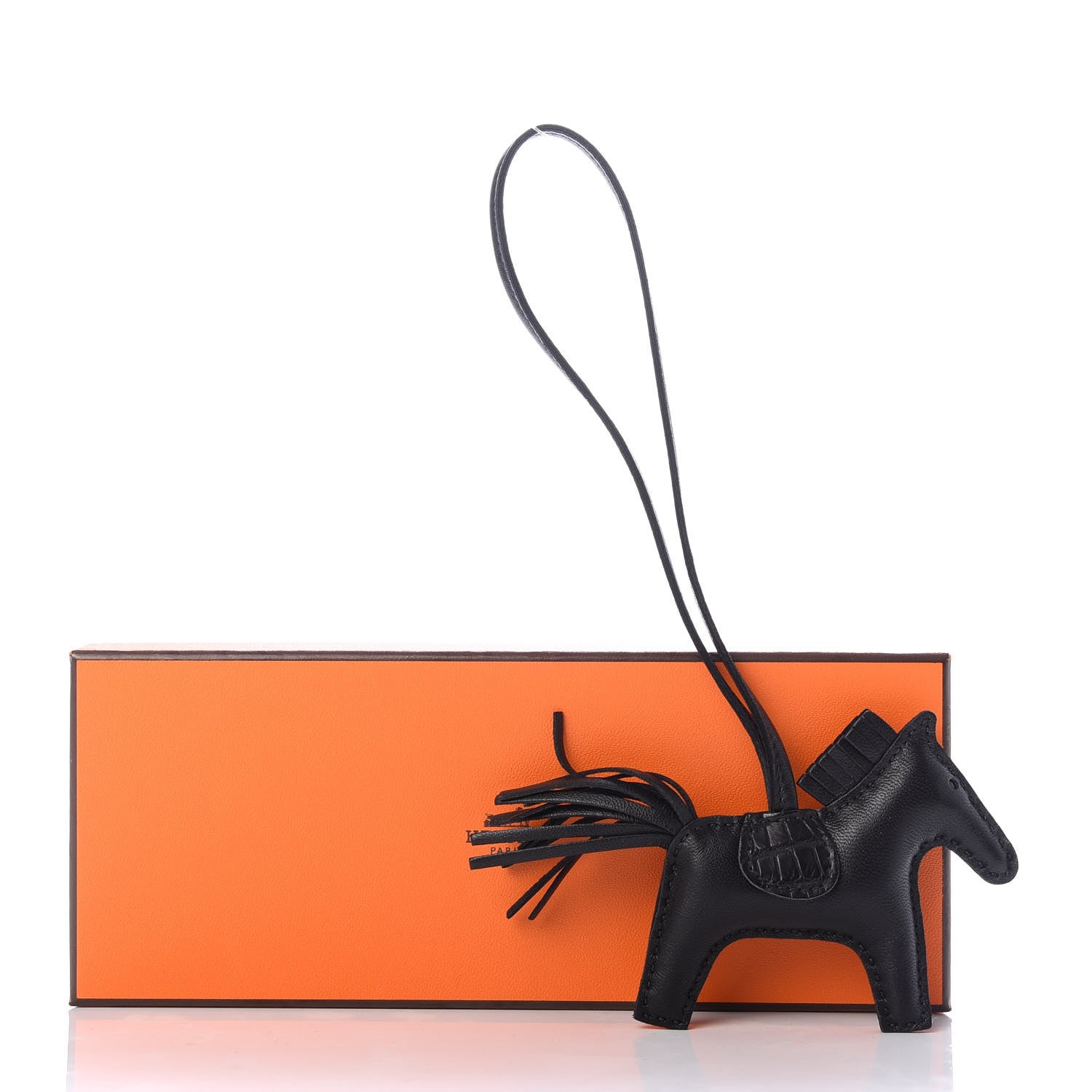 Hermes Milo Lambskin Matte Alligator Touch Grigri Rodeo Horse Bag Charm PM So Black 4 of 4