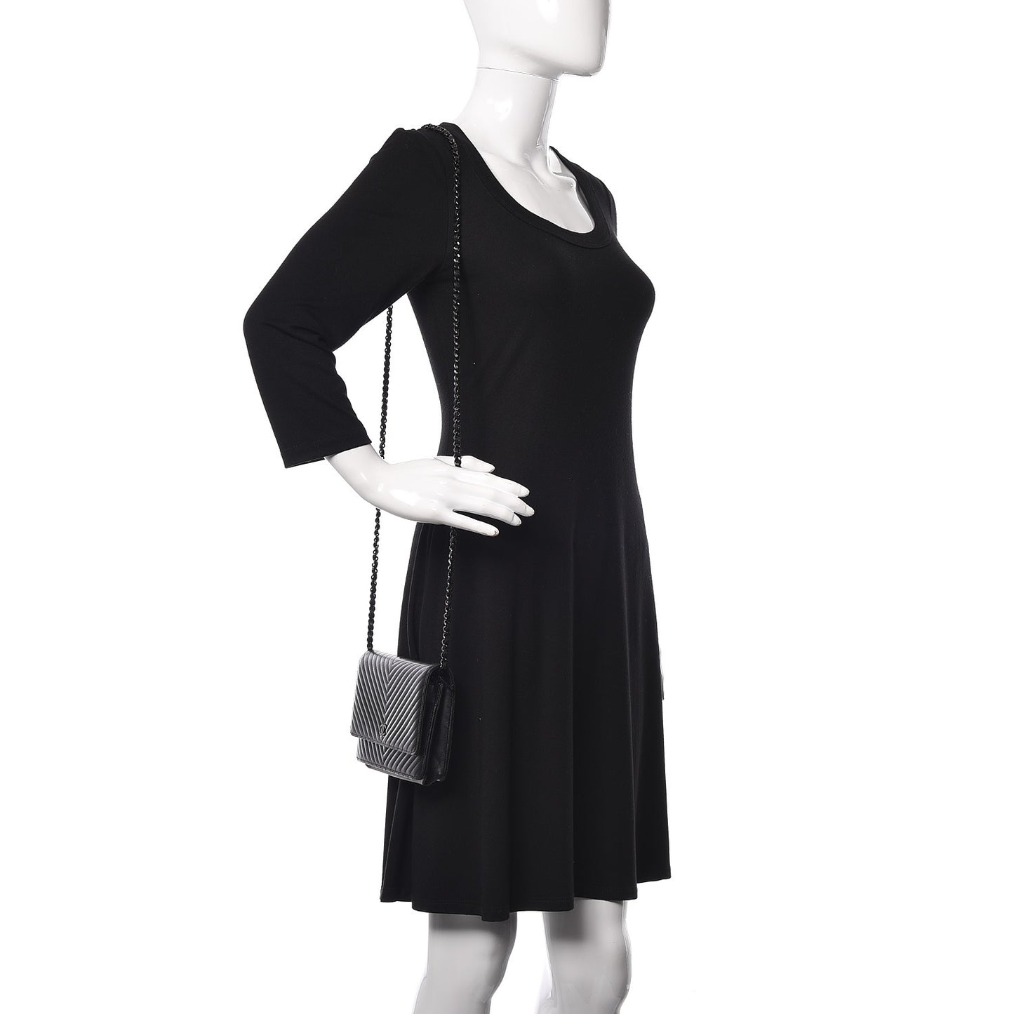 Lambskin Chevron Quilted Wallet On Chain WOC So Black