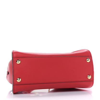 Fendi Vitello Seta Canvas FF Embroidered Mini Peekaboo Iconic Satchel Rosso Cardinale Multicolor 4 of 11