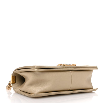 Chanel Metallic Lambskin Medium Golden CC Boy Flap Dark Gold 3 of 10