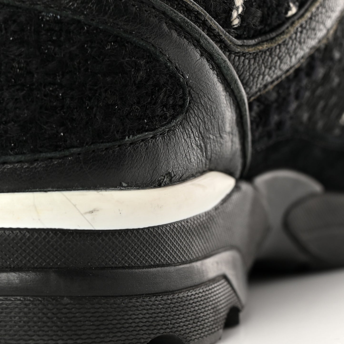 Tweed Suede Goatskin CC Sneakers 39 Black White