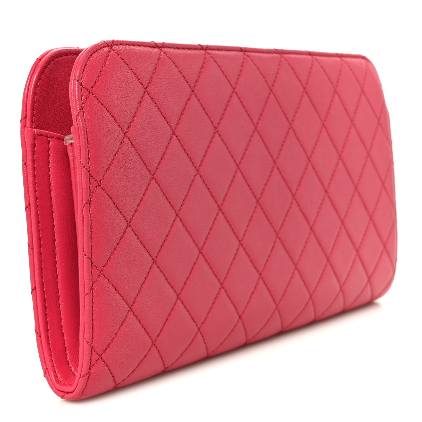Lambskin Quilted Coco Midnight Clutch Dark Pink