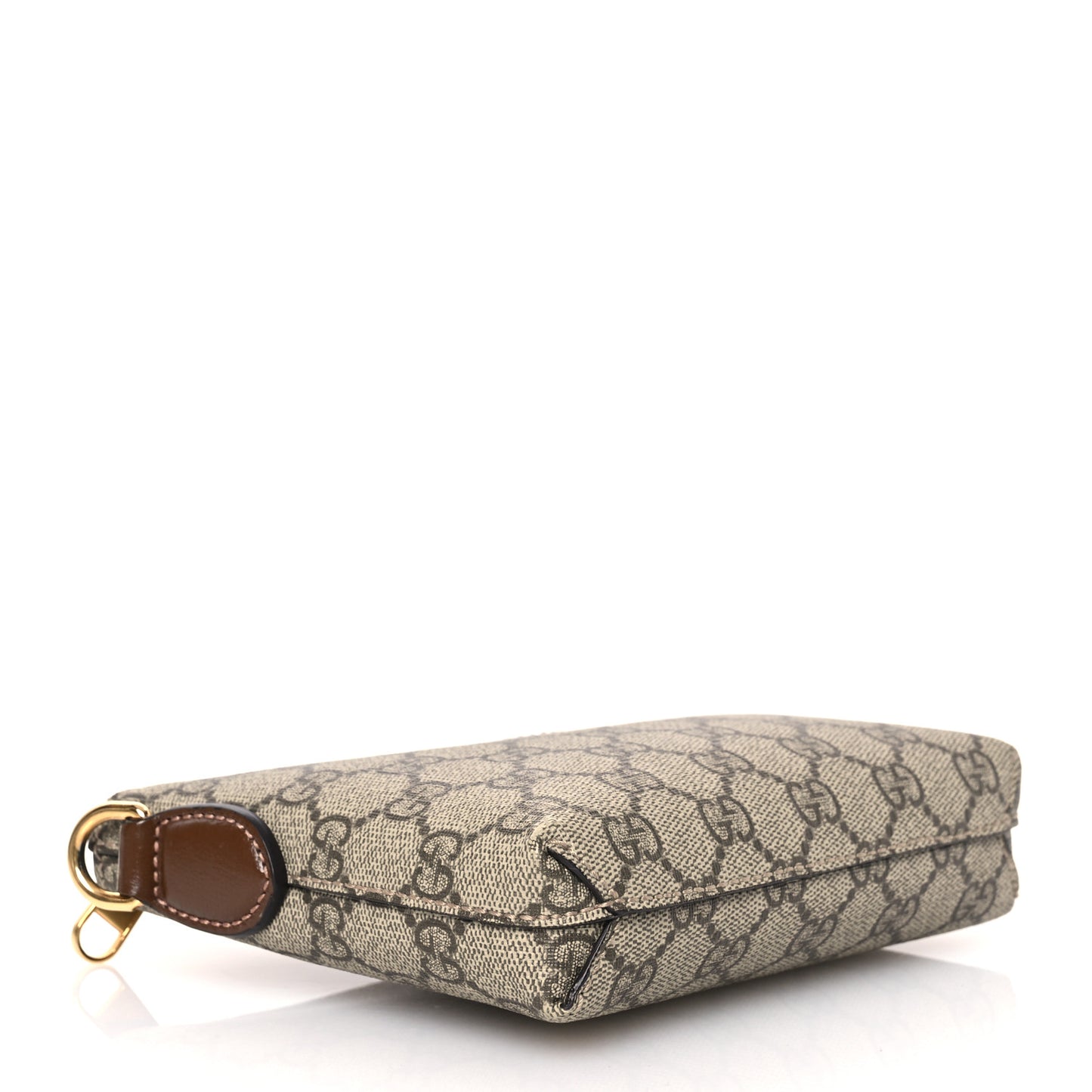GG Supreme Monogram Azalea Calfskin Small Retro Interlocking G Wristlet Messenger Bag Beige Ebony Brown Sugar
