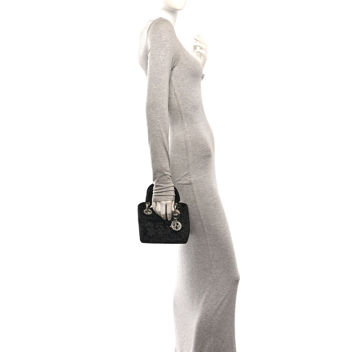 Christian Dior Velvet Crystal Mini Lady Dior Black 2 of 10