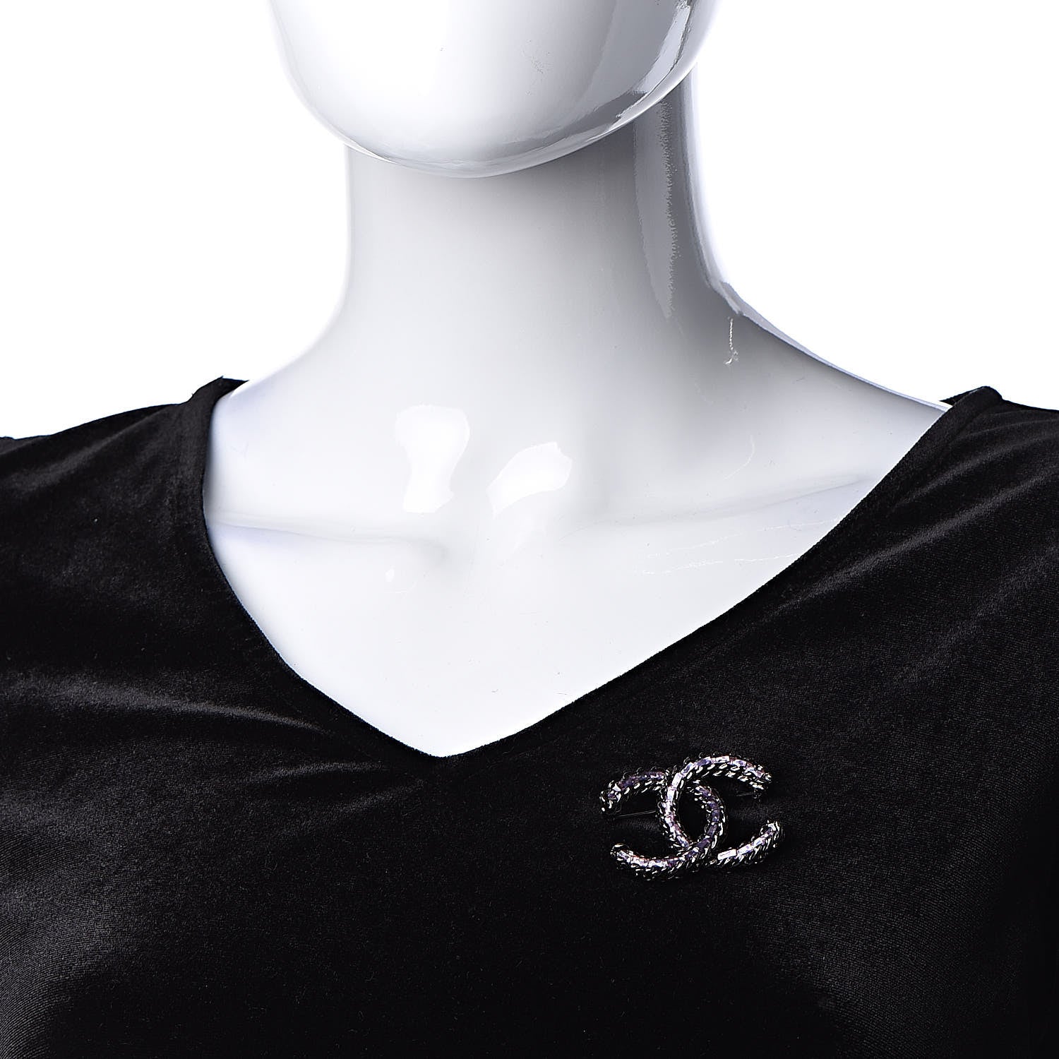 Chanel Ruthenium Enamel CC Brooch Iridescent Blue 2 of 4