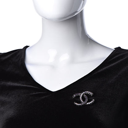 Chanel Ruthenium Enamel CC Brooch Iridescent Blue 2 of 4