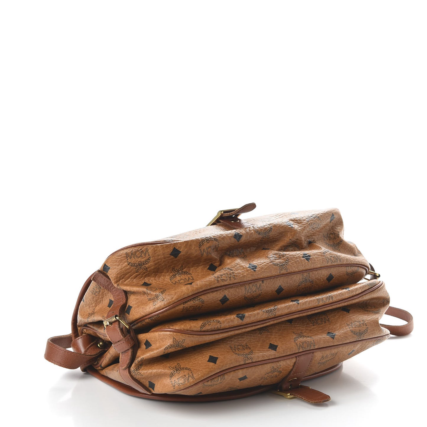 Visetos Large Crossbody Messenger Flap Bag Cognac