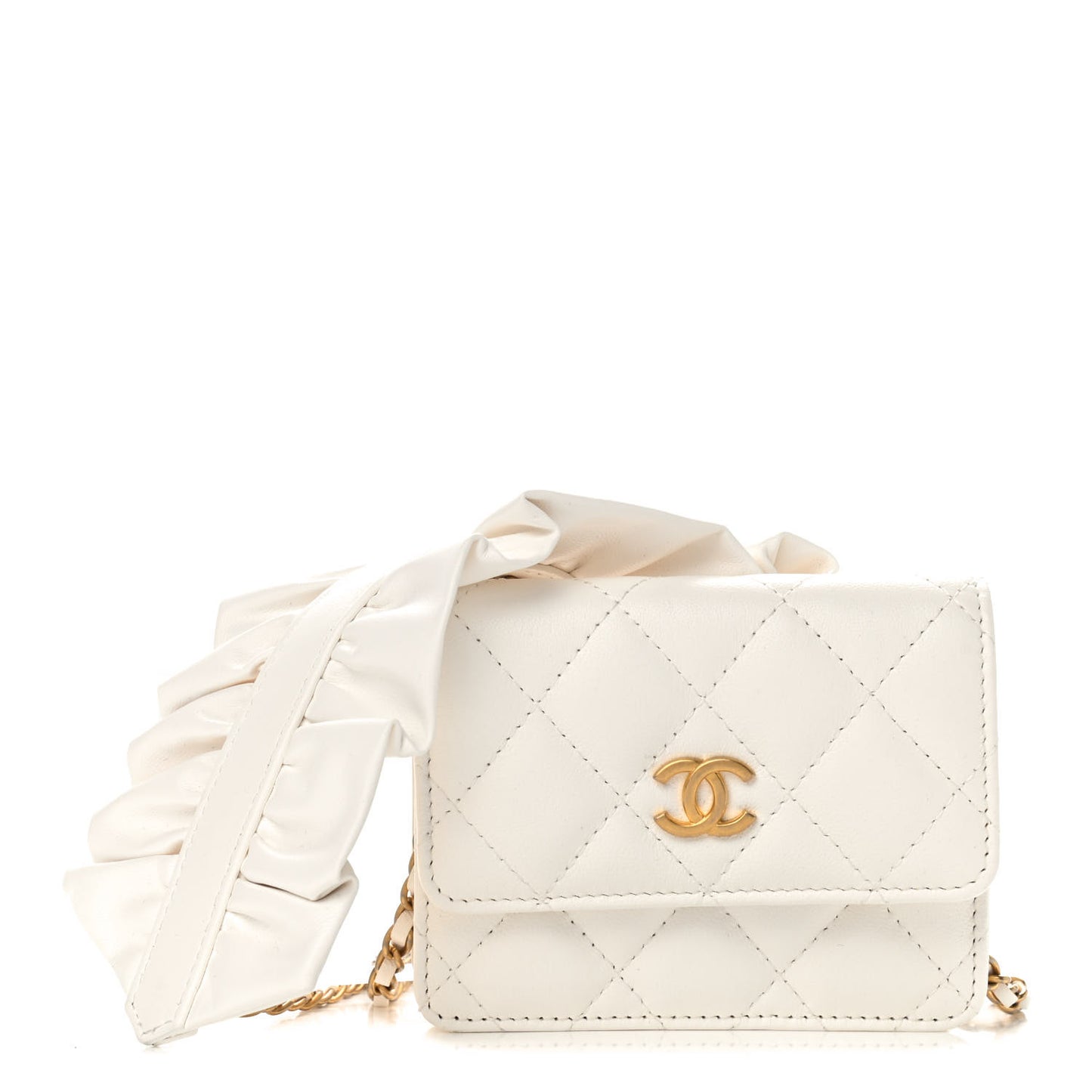 Lambskin Quilted Romance Clutch With Chain White