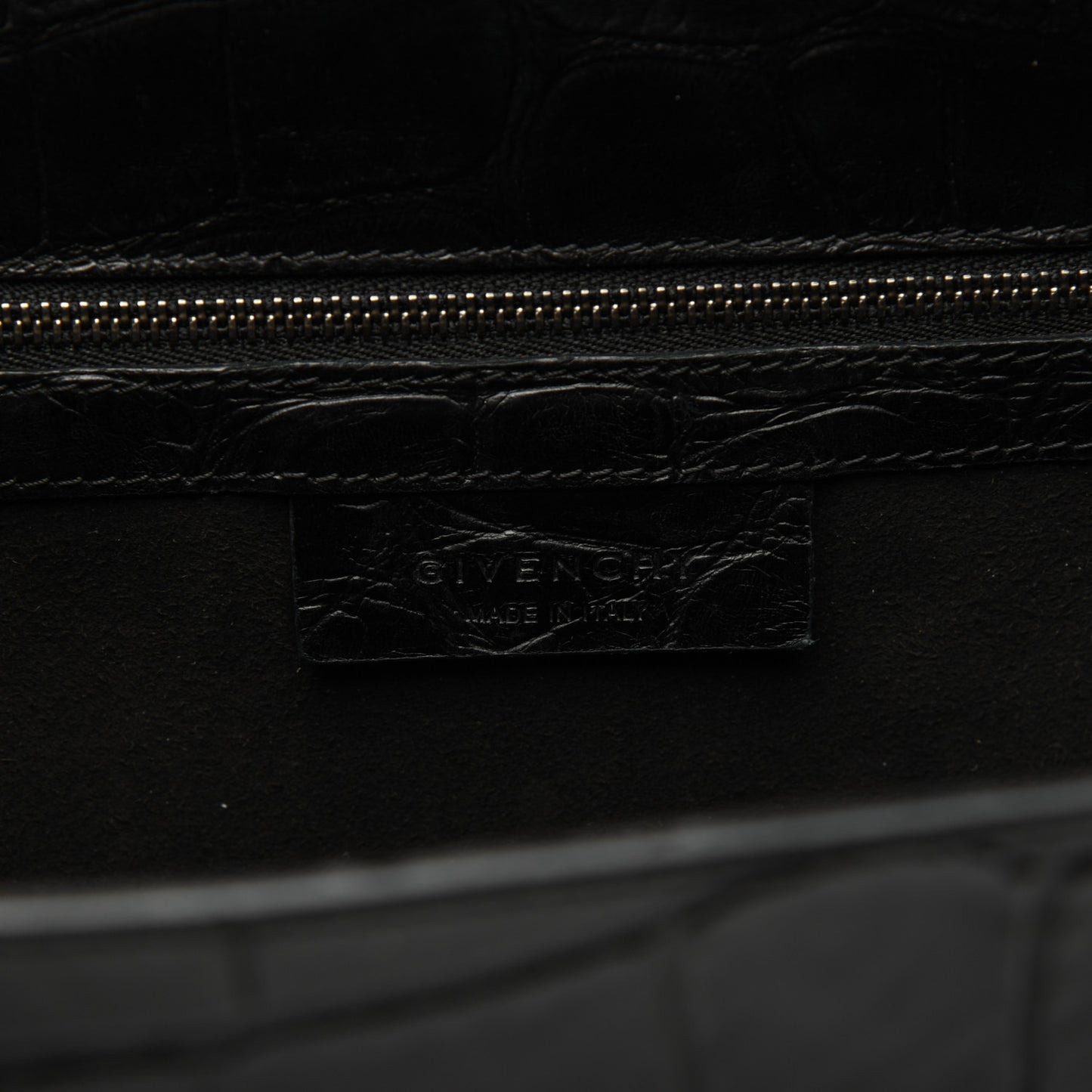 Calfskin Crocodile Embossed Medium Pandora Box Crossbody Bag Black