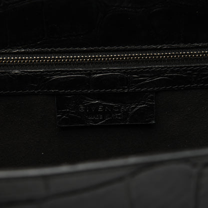 Givenchy Calfskin Crocodile Embossed Medium Pandora Box Crossbody Bag Black 8 of 28