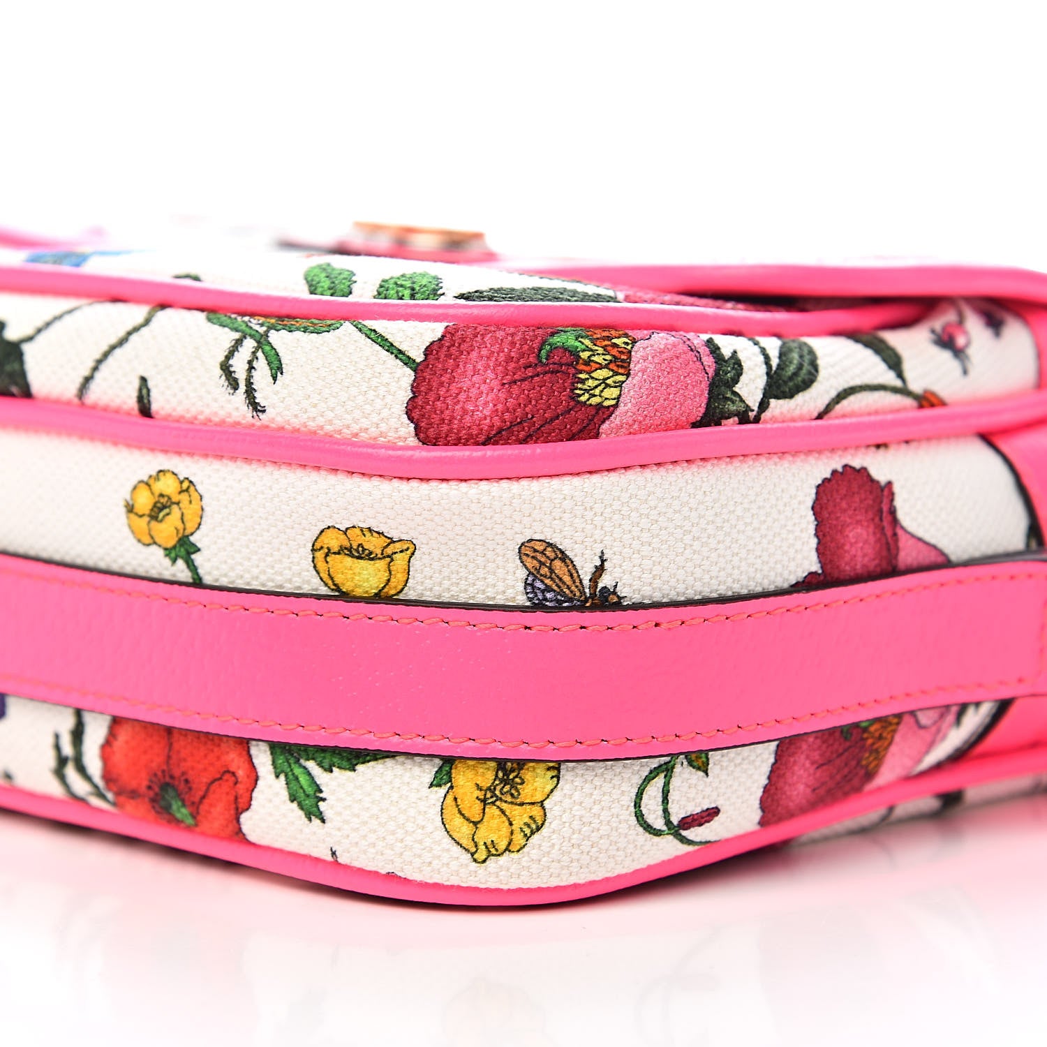 Gucci Canvas Flora Floral Shoulder Bag White Fuchsia Fluo 10 of 11