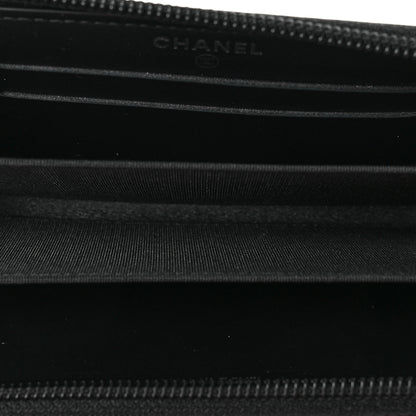 Chanel Distressed Patent Quilted Small Boy Zip Around Wallet Black 5 of 10
