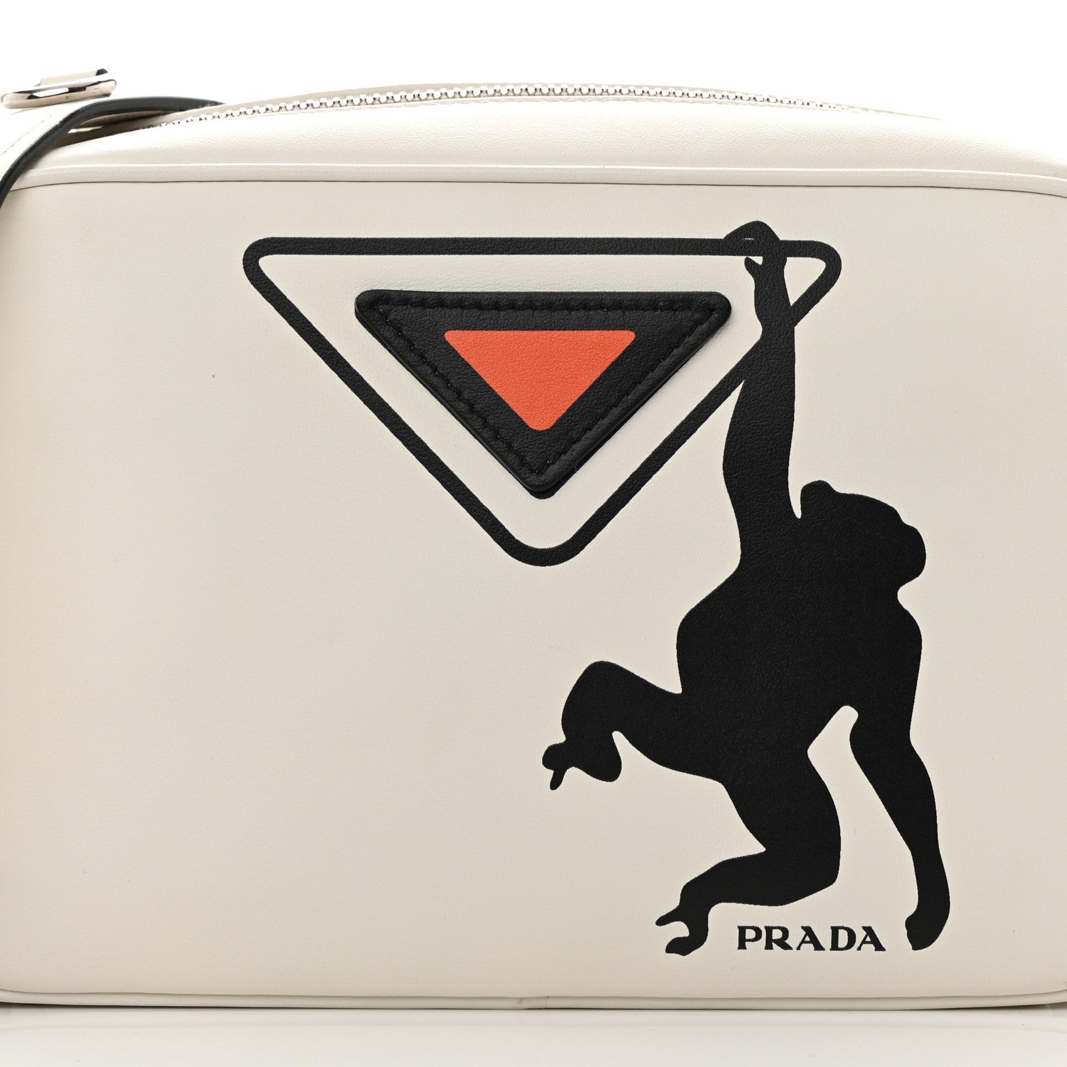 Prada City Calf Monkey Print Camera Bag White Papaya 8 of 14