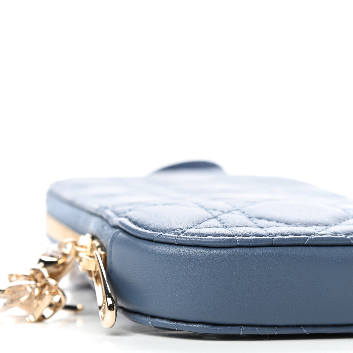 Christian Dior Lambskin Cannage Lady Dior Phone Holder Denim Blue 6 of 8