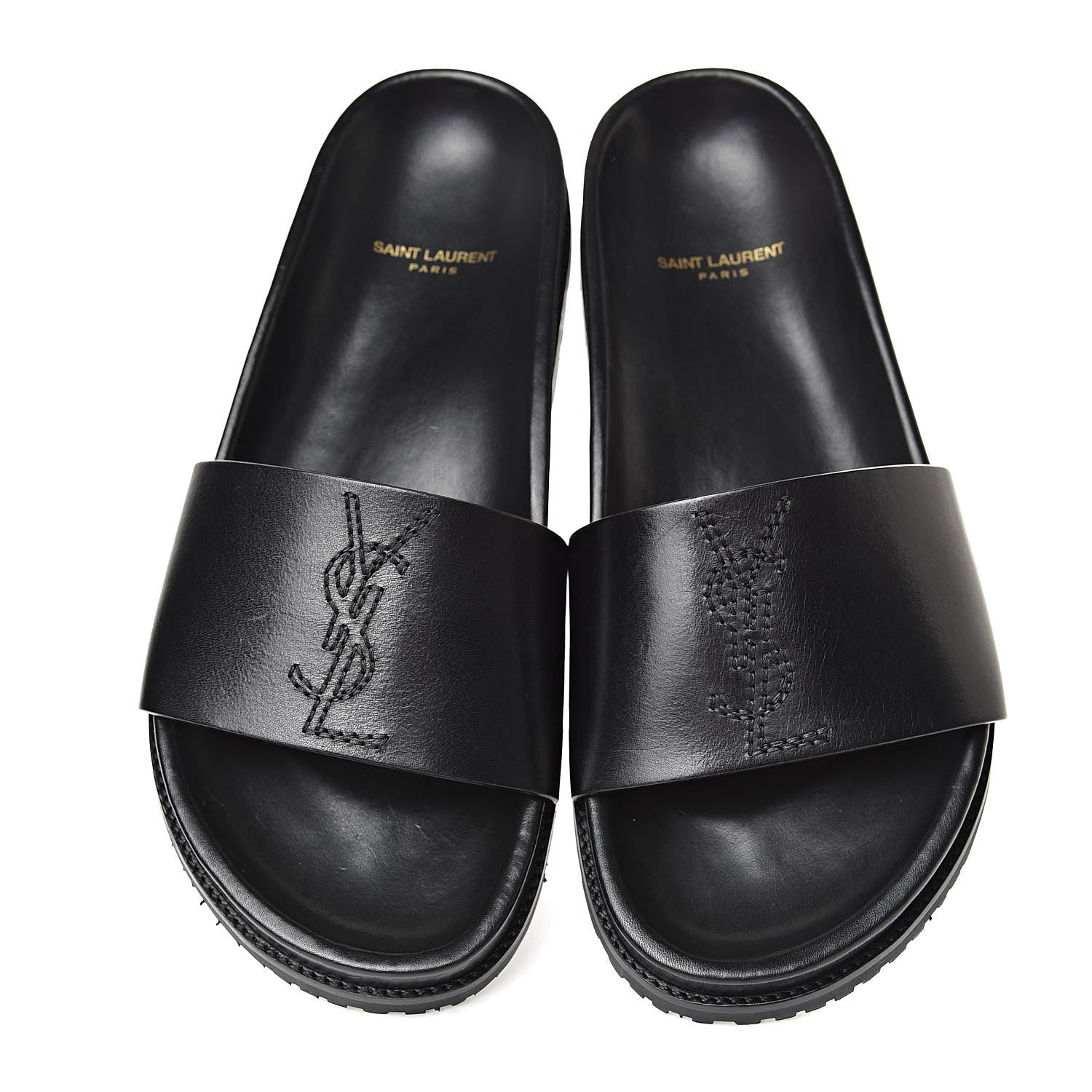 Saint Laurent Calfskin Monogram Womens Jimmy Joan Slide Sandals 39 Black 6 of 10