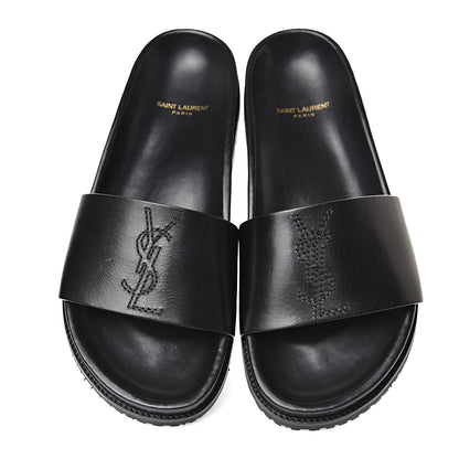 Saint Laurent Calfskin Monogram Womens Jimmy Joan Slide Sandals 39 Black 6 of 10