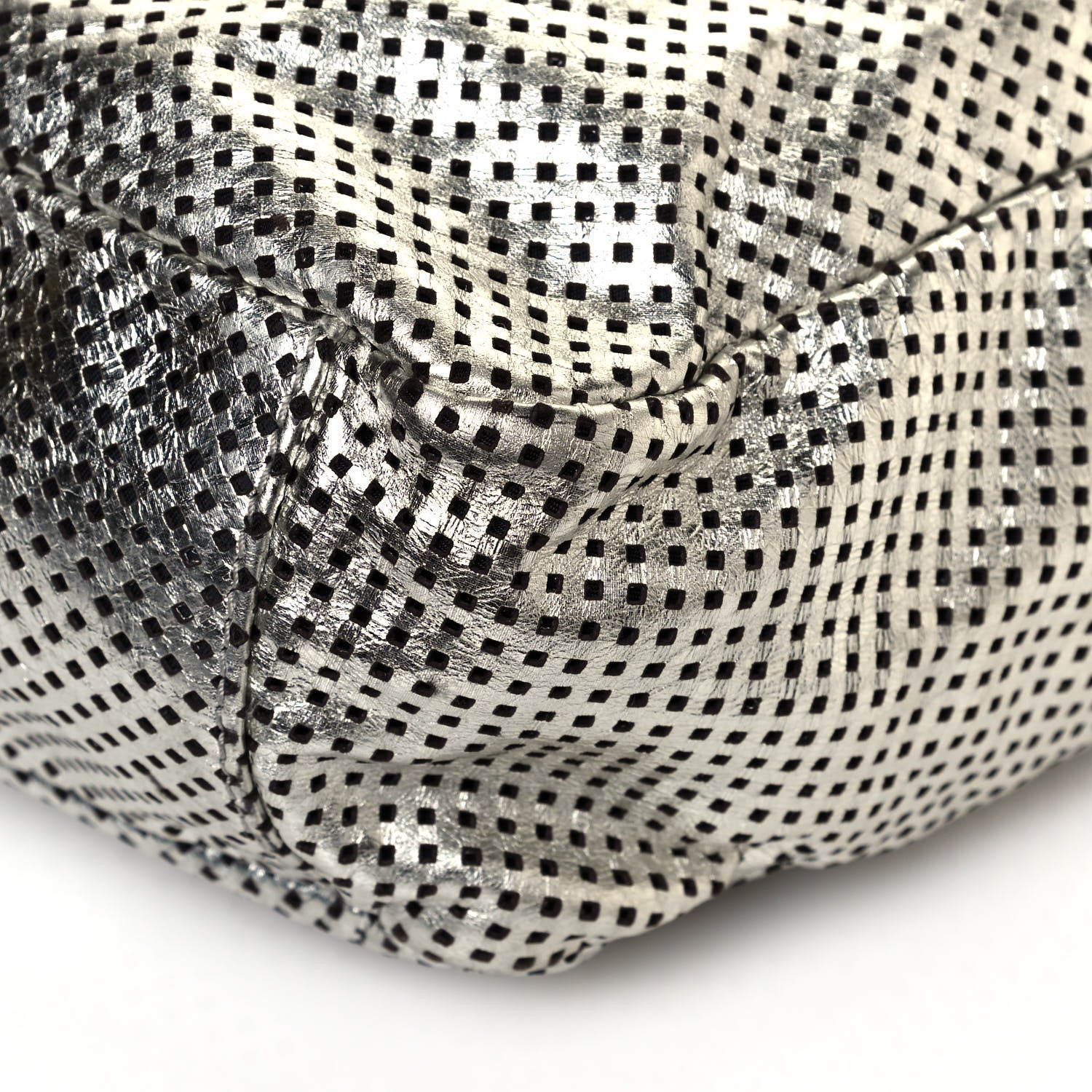 Chanel Metallic Glazed Calfskin Perforated Medium Rodeo Drive Tote Silver 10 of 14