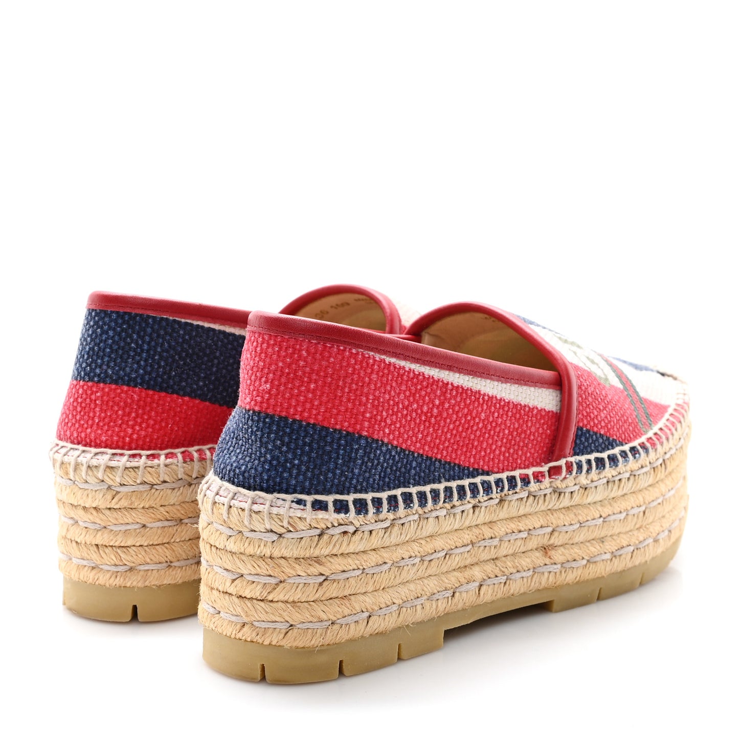 Canvas Sylvie Stripe Logo Platform Espadrilles 36 Mystic White Hibiscus Red Maritime