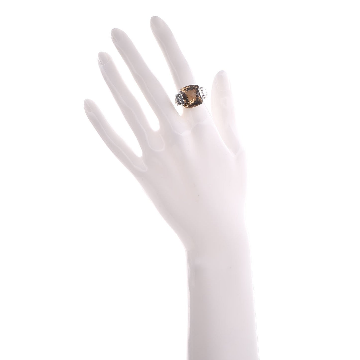 Sterling Silver Diamond Smoky Quartz 15mm Deco Ring 49 4.75