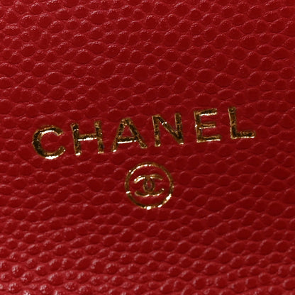 Chanel Caviar Quilted Flap Card Holder Wallet Red 6 of 9