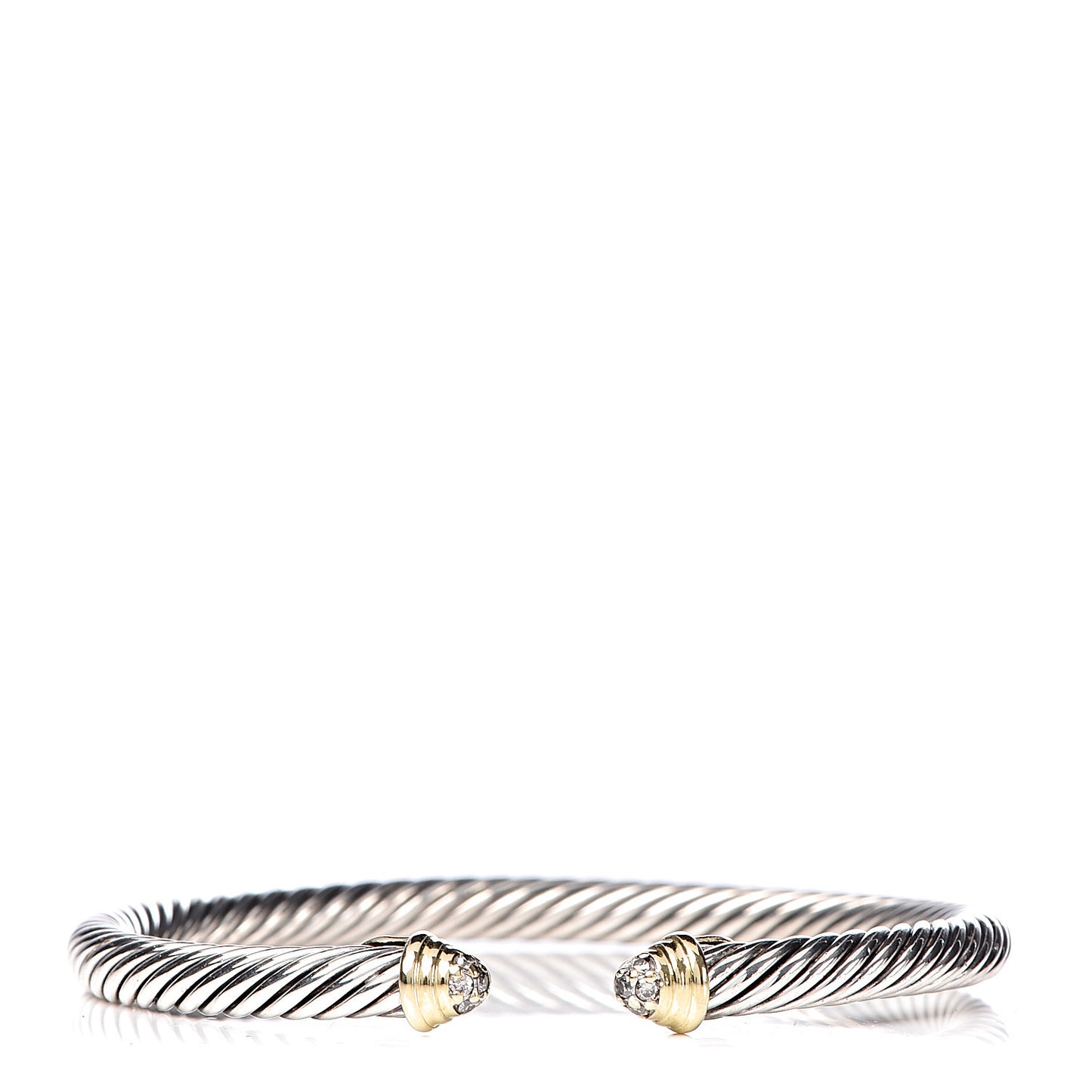 Sterling Silver 18K Yellow Gold Diamond 4mm Cable Classics Bracelet