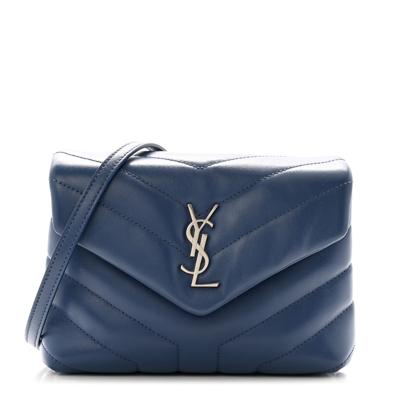 Saint Laurent Calfskin Y Quilted Monogram Toy Loulou Chain Satchel Denim 1 of 13