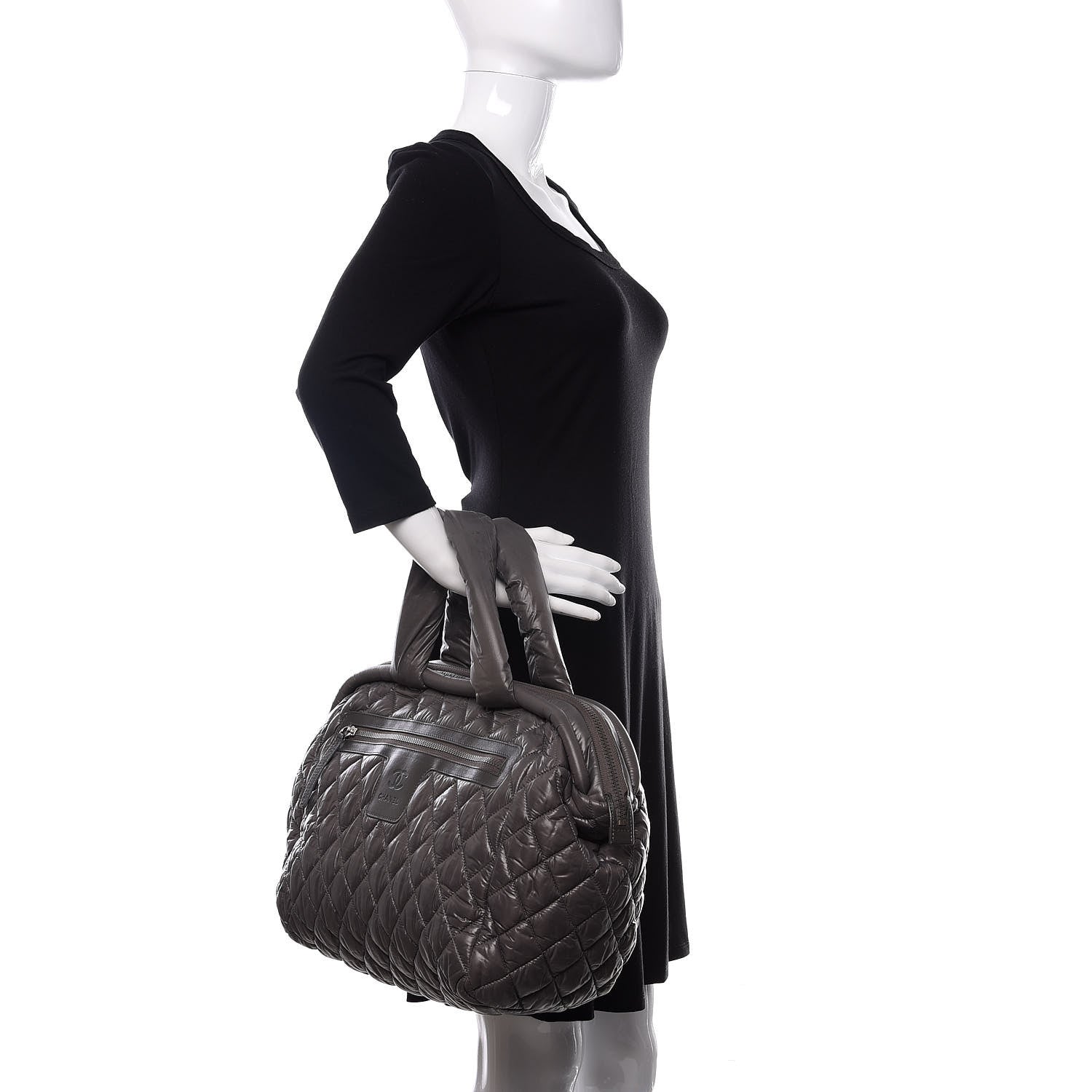 Chanel Nylon Quilted Coco Cocoon Bowler Grey 2 of 11