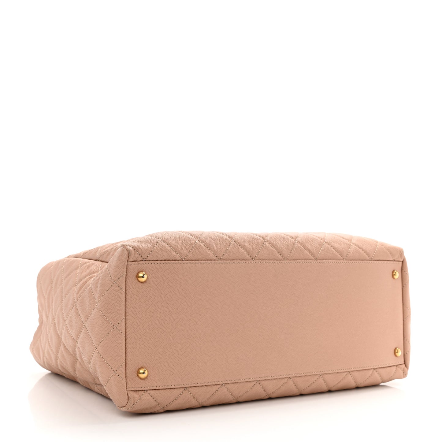 Caviar Quilted Large Coco Handle Shopping Tote Beige