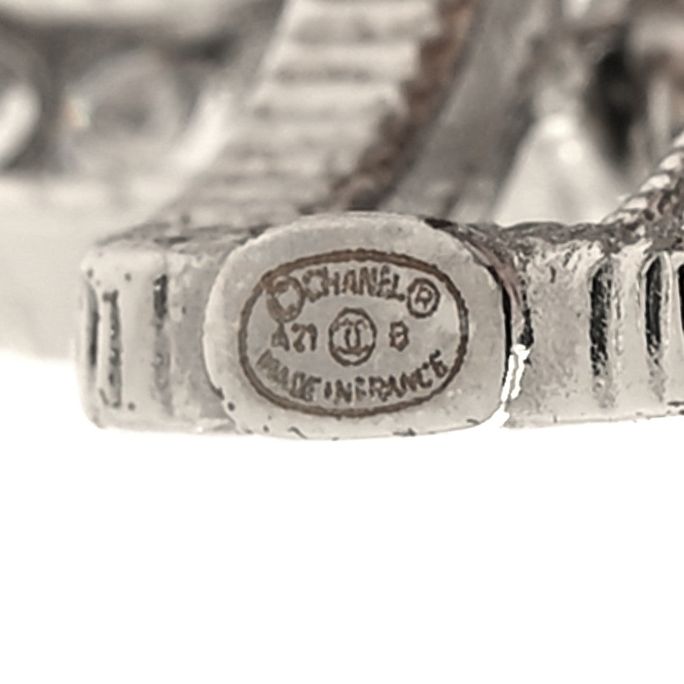 Chanel Crystal CC Drop Earrings Silver 4 of 4