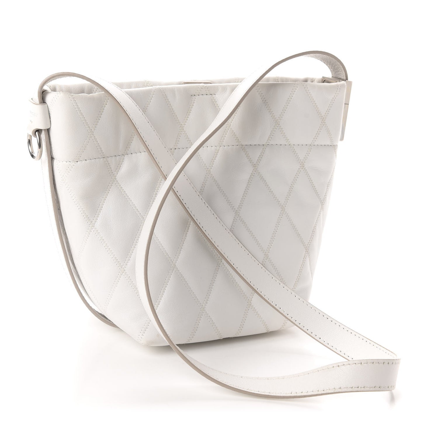 Lambskin Quilted Mini GV Bucket Bag White