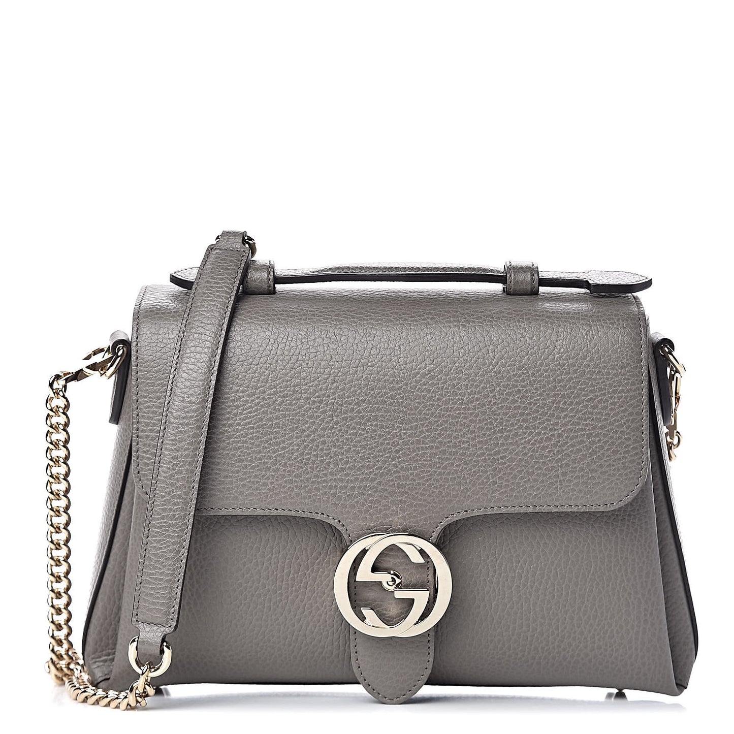 Dollar Calfskin Interlocking G Top Handle Shoulder Bag Loess
