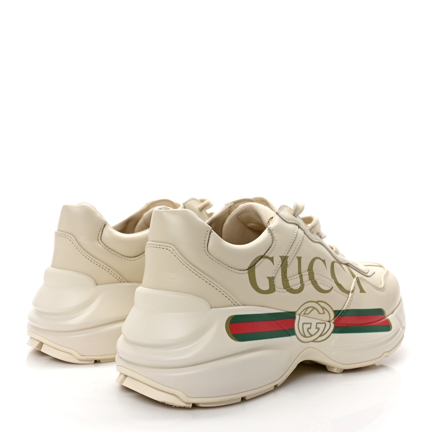 Calfskin Logo Womens Rhyton Sneakers 37.5 Ivory
