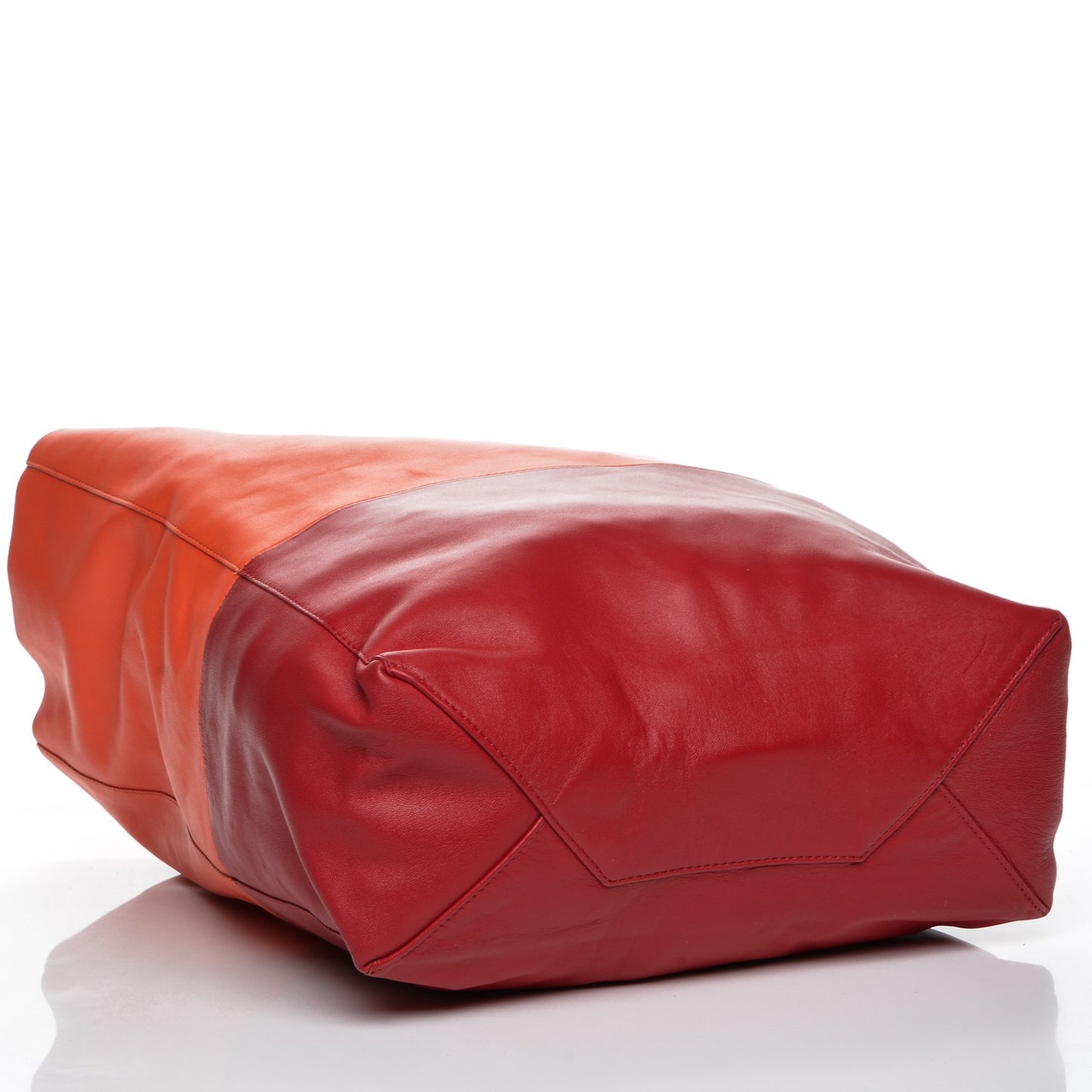 Lambskin Vertical Bi-Cabas Orange Magenta