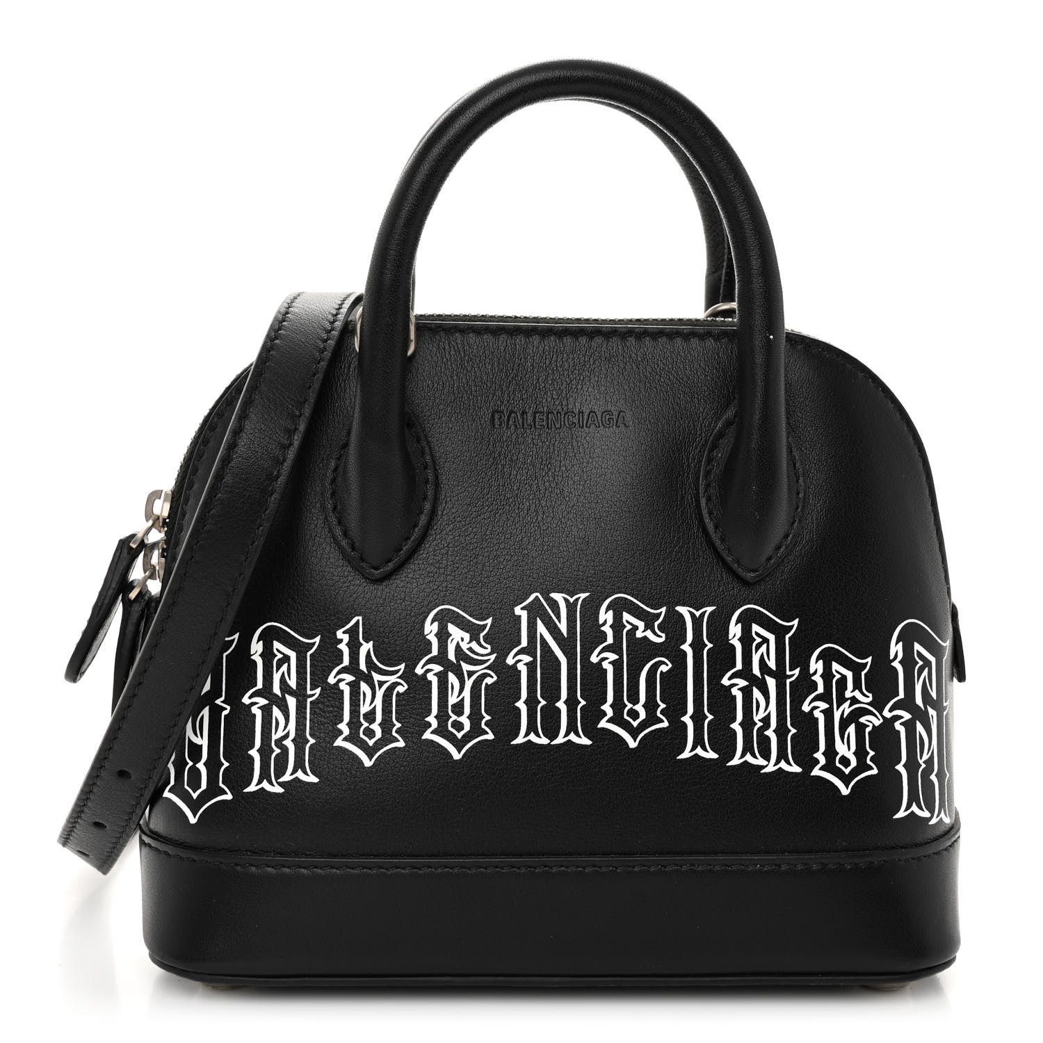 Balenciaga Calfskin Gothic Logo XXS Ville Top Handle Bag Black White 1 of 10