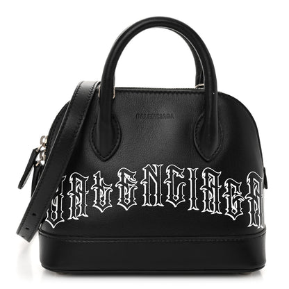Balenciaga Calfskin Gothic Logo XXS Ville Top Handle Bag Black White 1 of 10