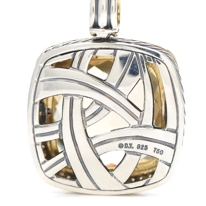 David Yurman Sterling Silver 18K Gold Diamond Champagne Citrine 20mm Albion Enhancer Pendant 3 of 4