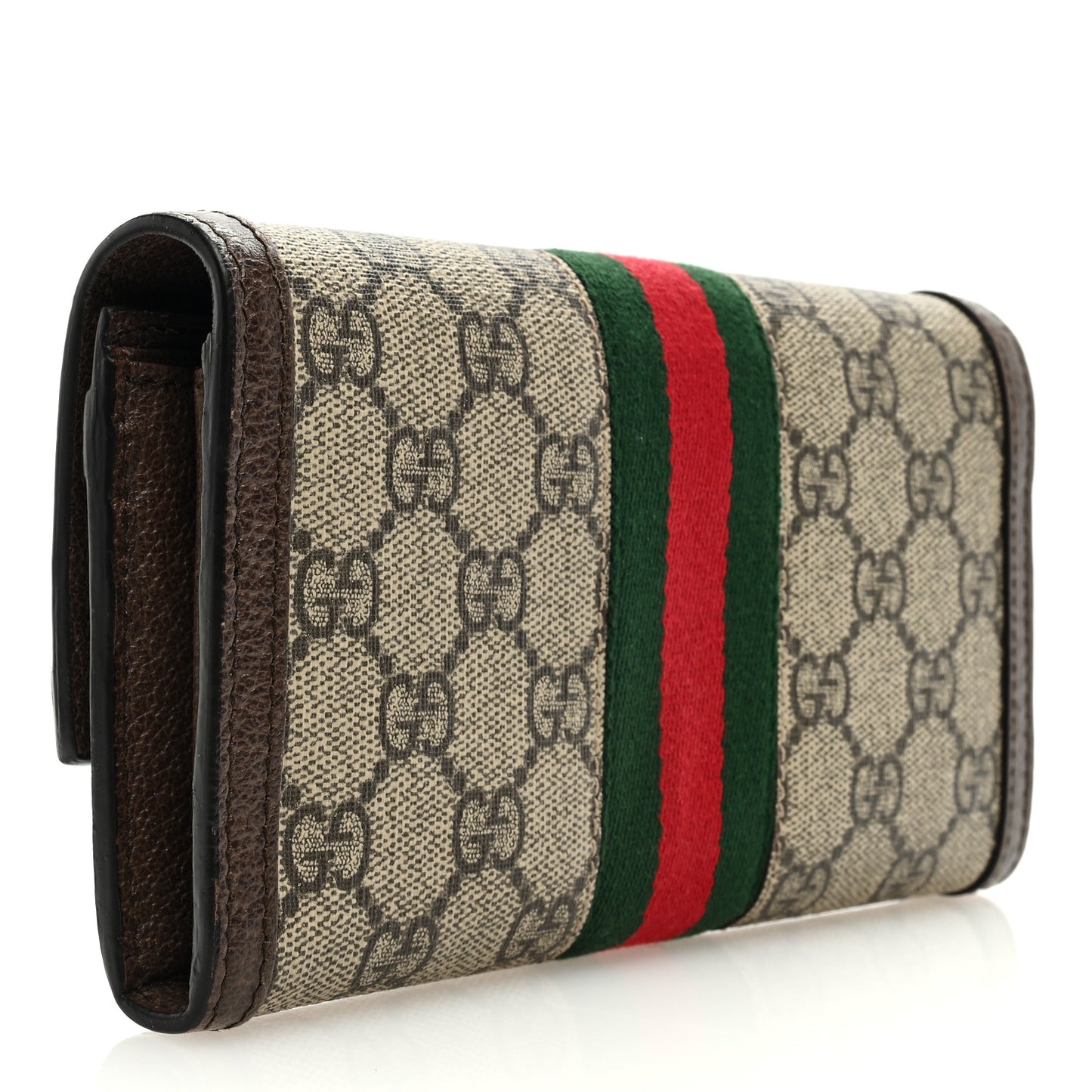 GG Supreme Monogram Web Ophidia Continental Wallet Brown