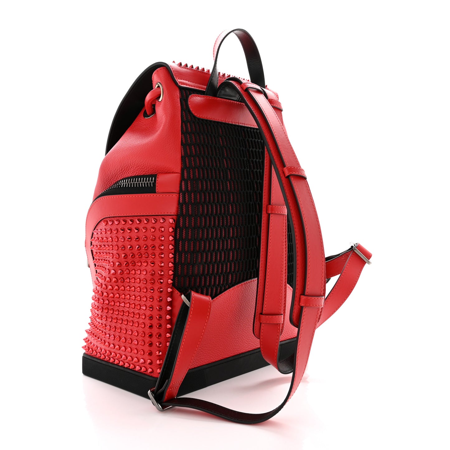 Calfskin Spiked Explorafunk Backpack Red