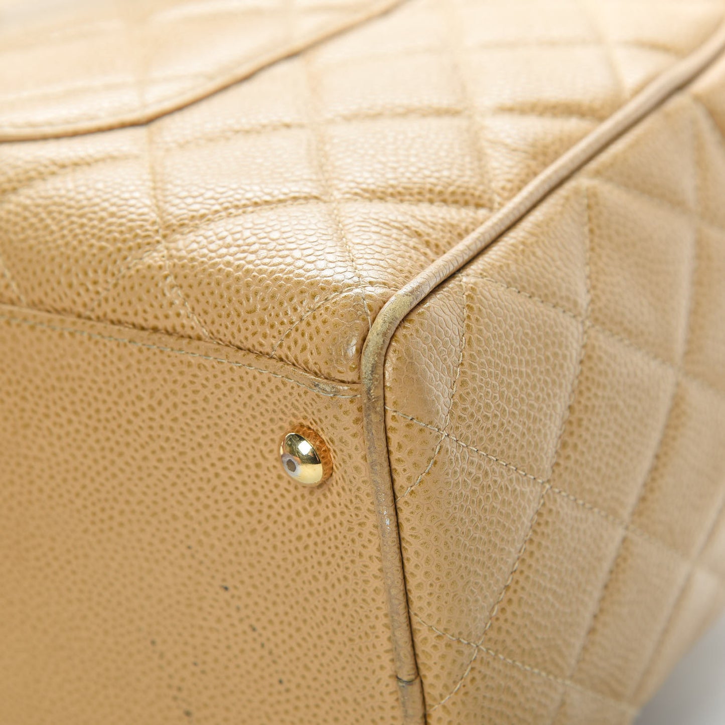 Caviar Quilted Large Bowler Bag Beige