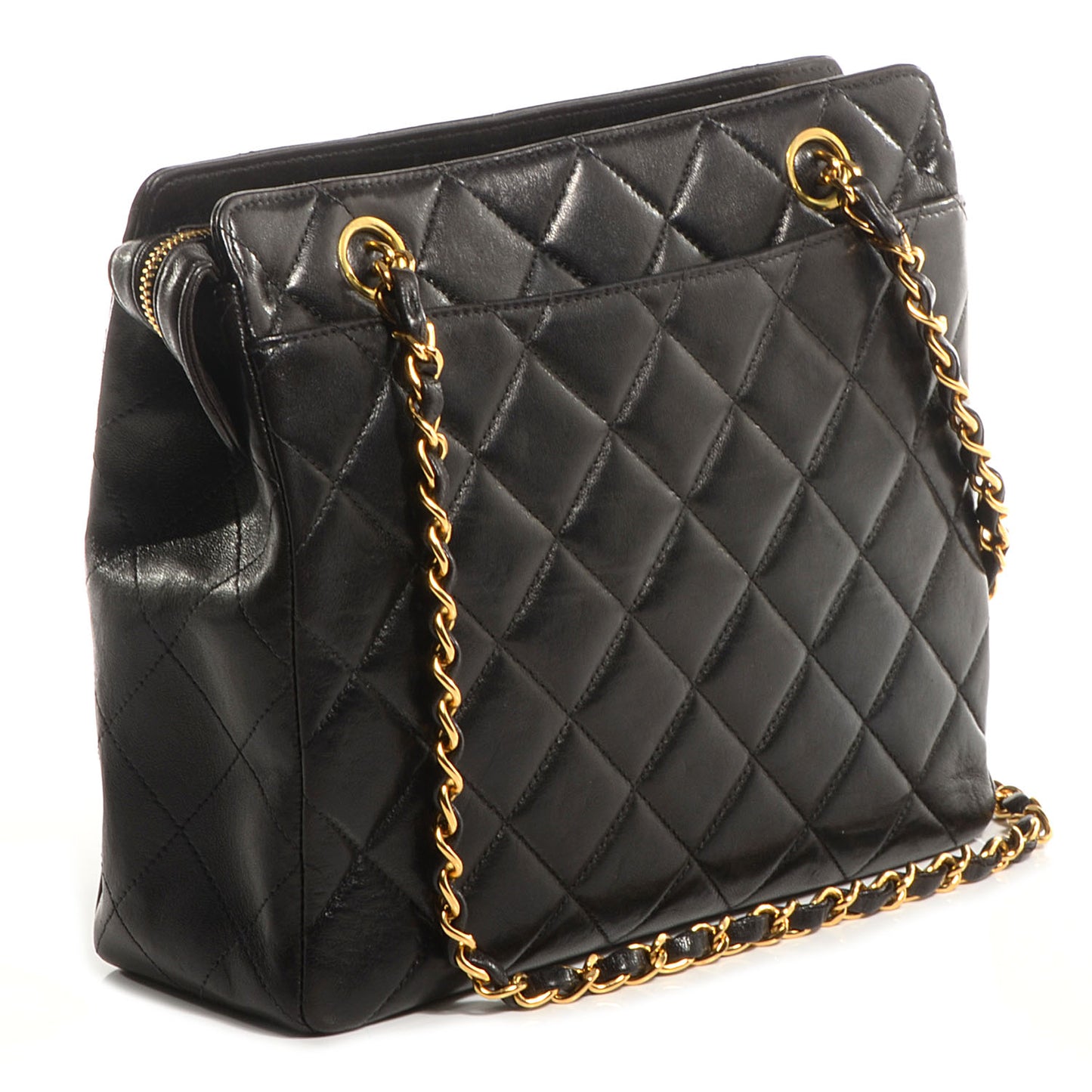Lambskin Quilted Shoulder Bag Black