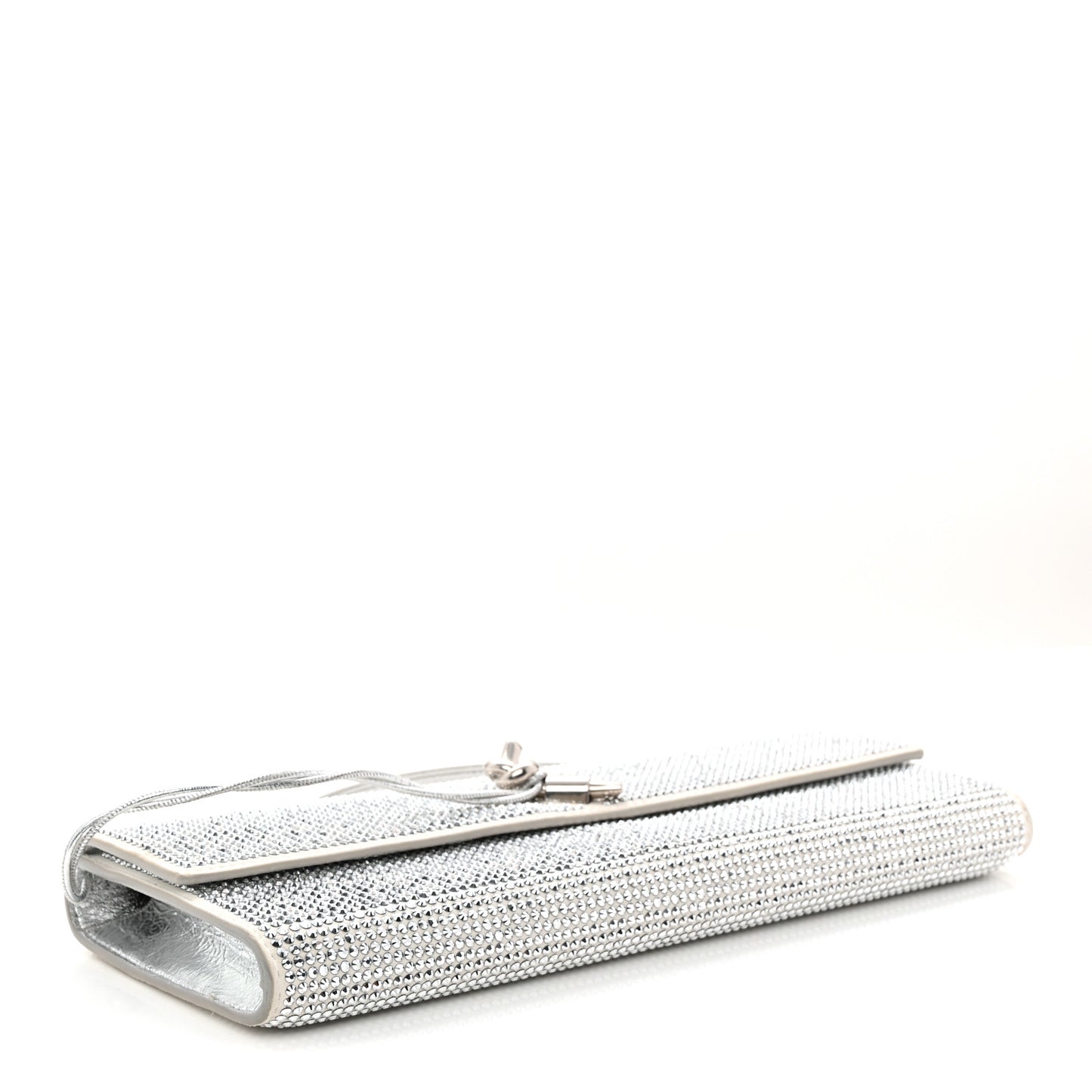 Nappa Crystal Long Andiamo Top Handle Clutch White