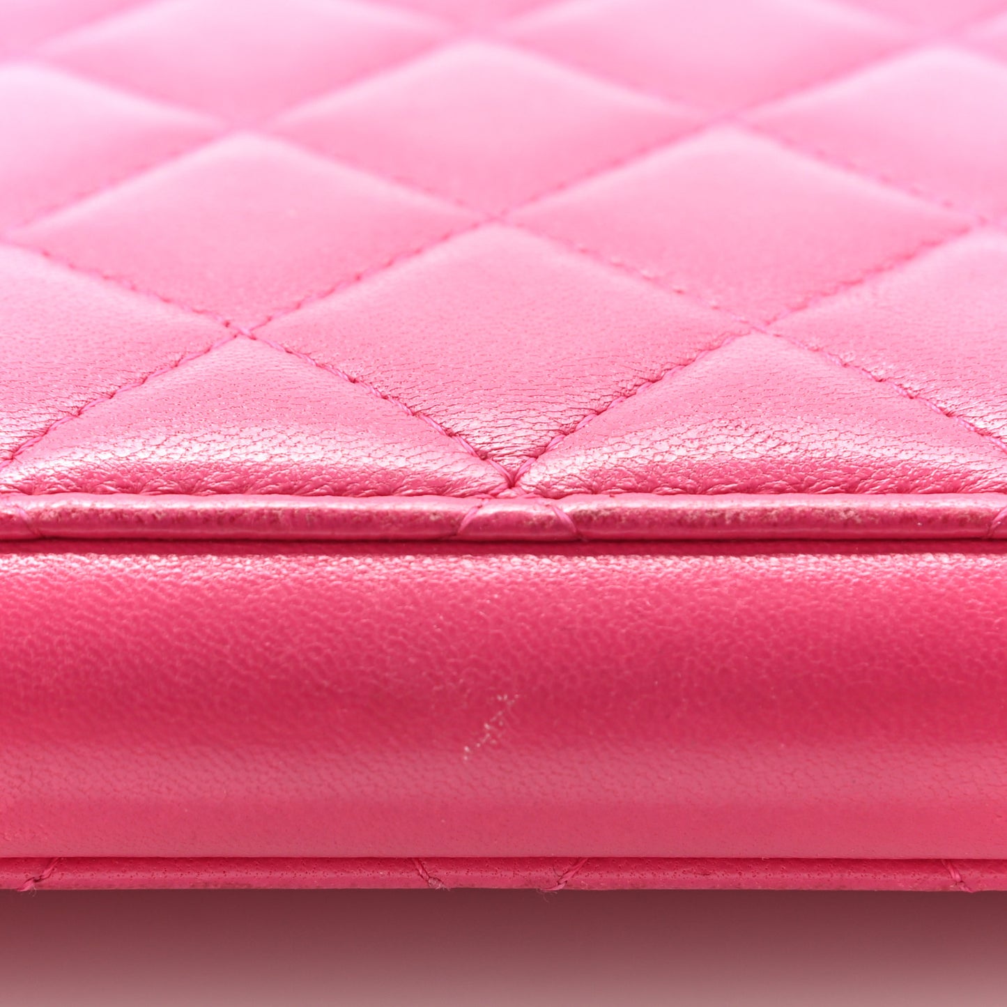 Lambskin Quilted Travel Case Pink