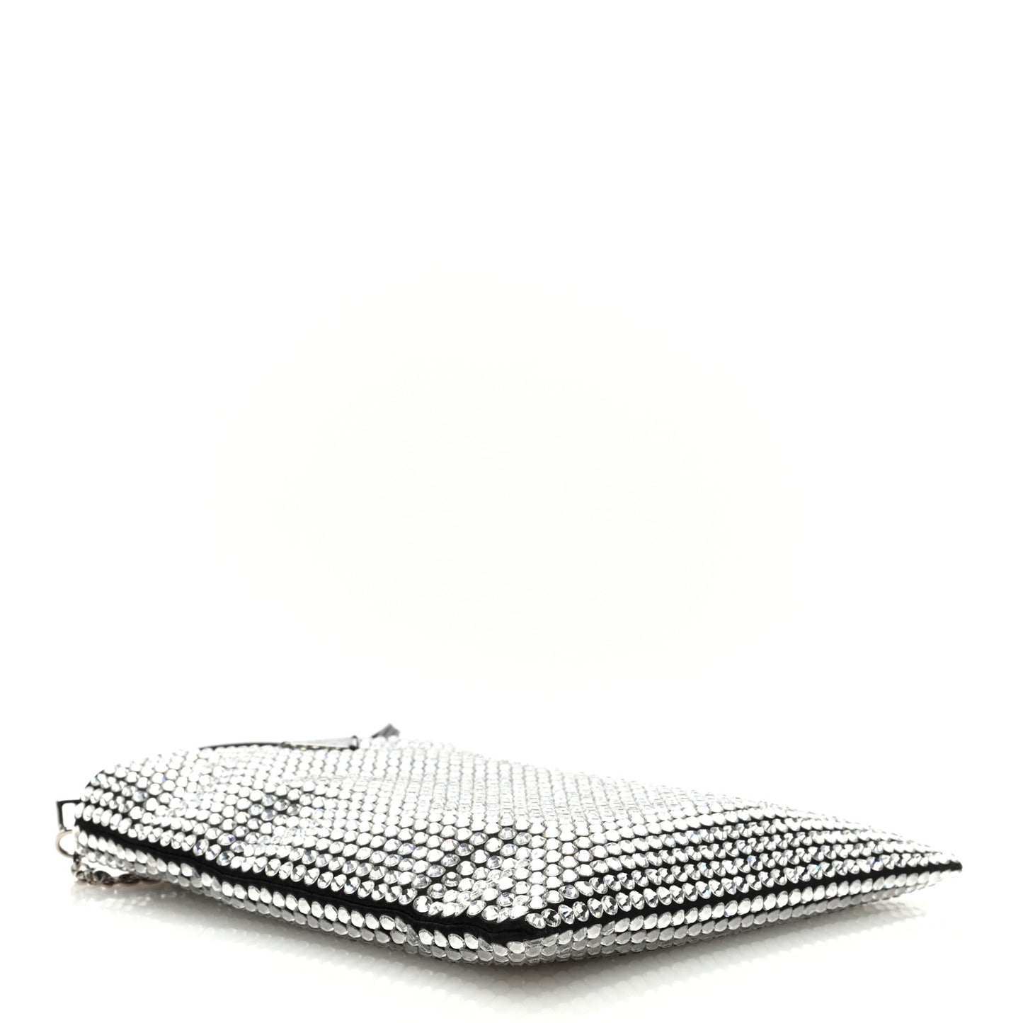 Satin Crystal Metal Triangle Logo Chain Crossbody Handbag Cristal
